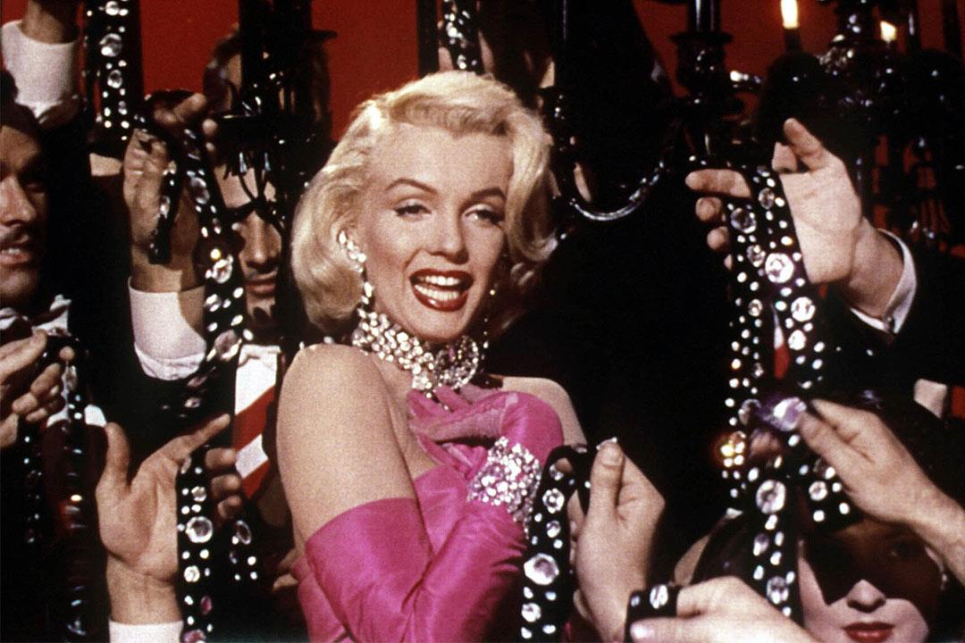 Marilyn Monroe in the iconic pink dress from Gentlemen Prefer Blondes.